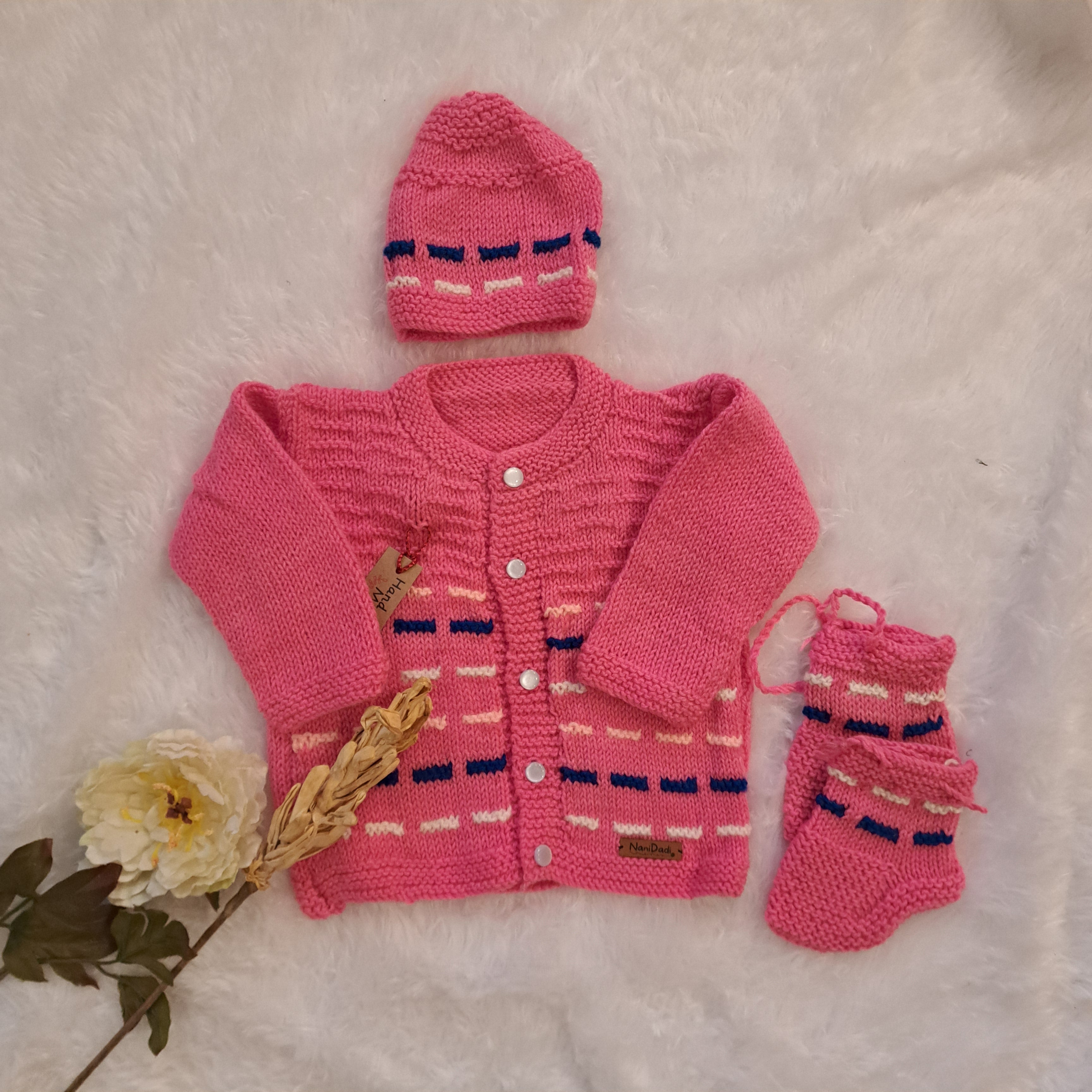 Handmade Sweater Set with Cap and Booties | 1-2 Years