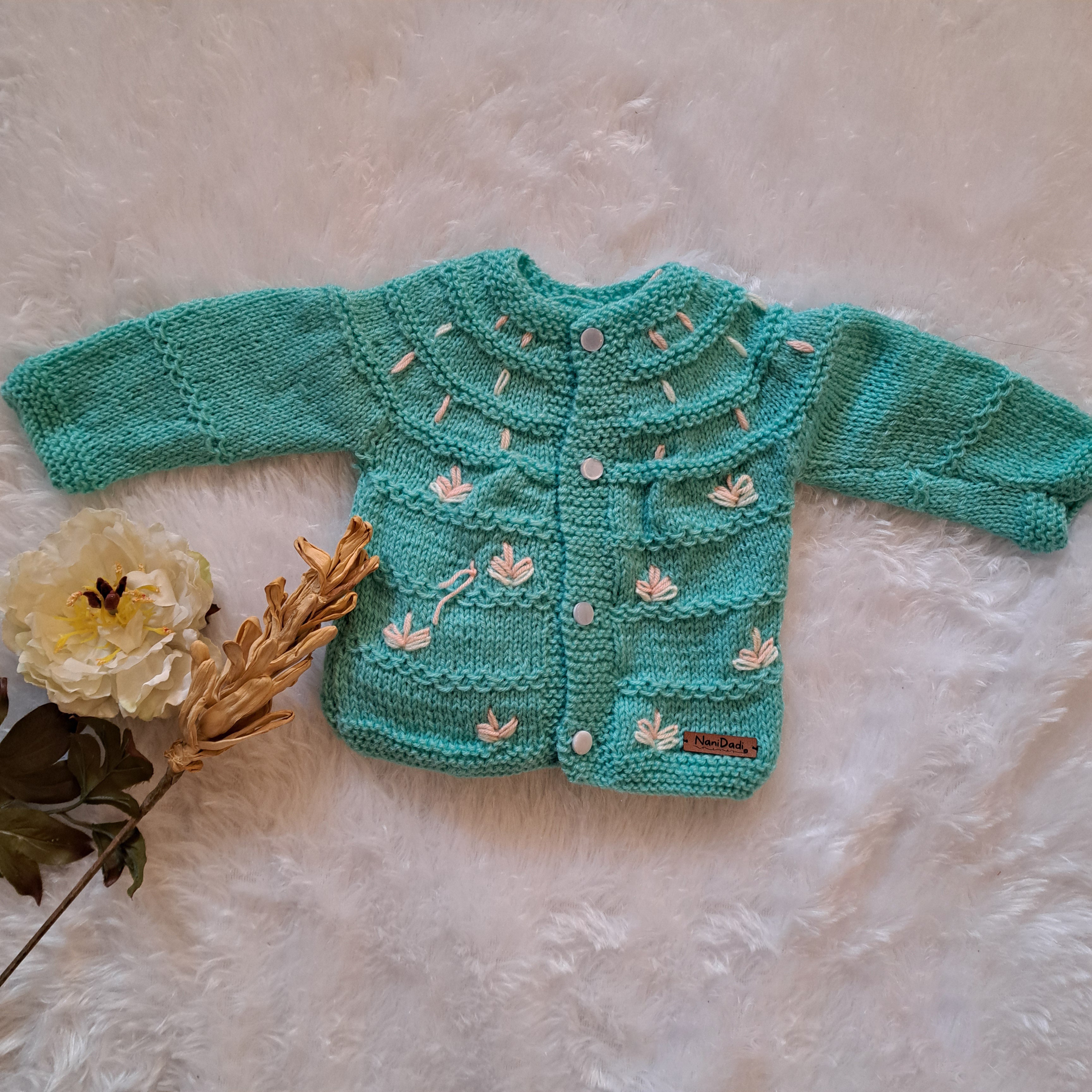 Handmade Woolen Sweater Set with Cap and Booties | 0-6 Months