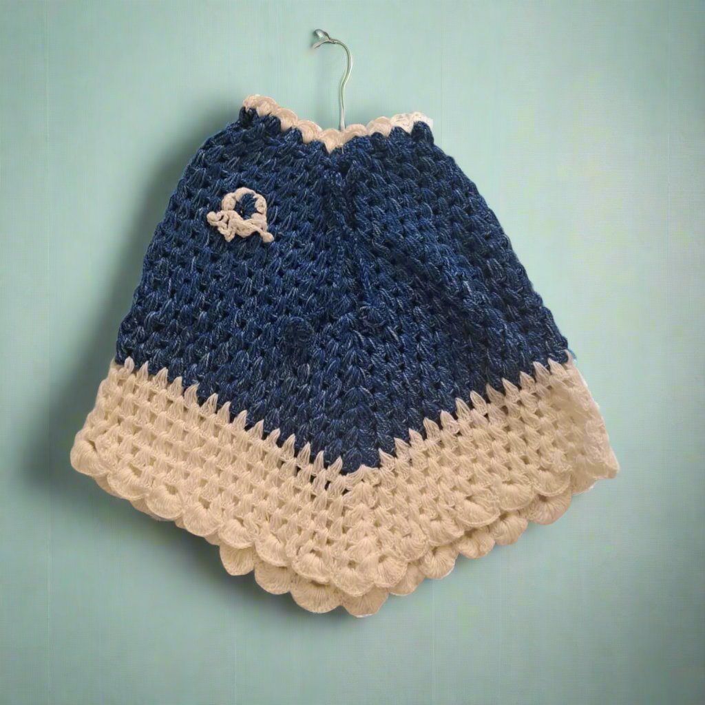 Handmade Crochet Poncho for Girls – Blue