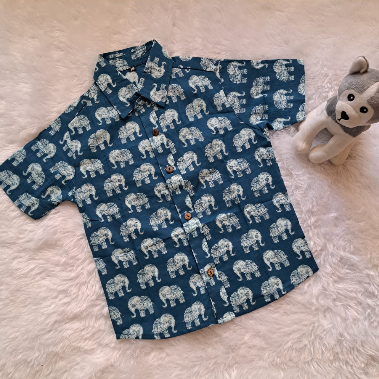 Elephant Print Cotton Shirt for Toddlers (2-3 Years) โ Soft & Comfortable | Handwash Only