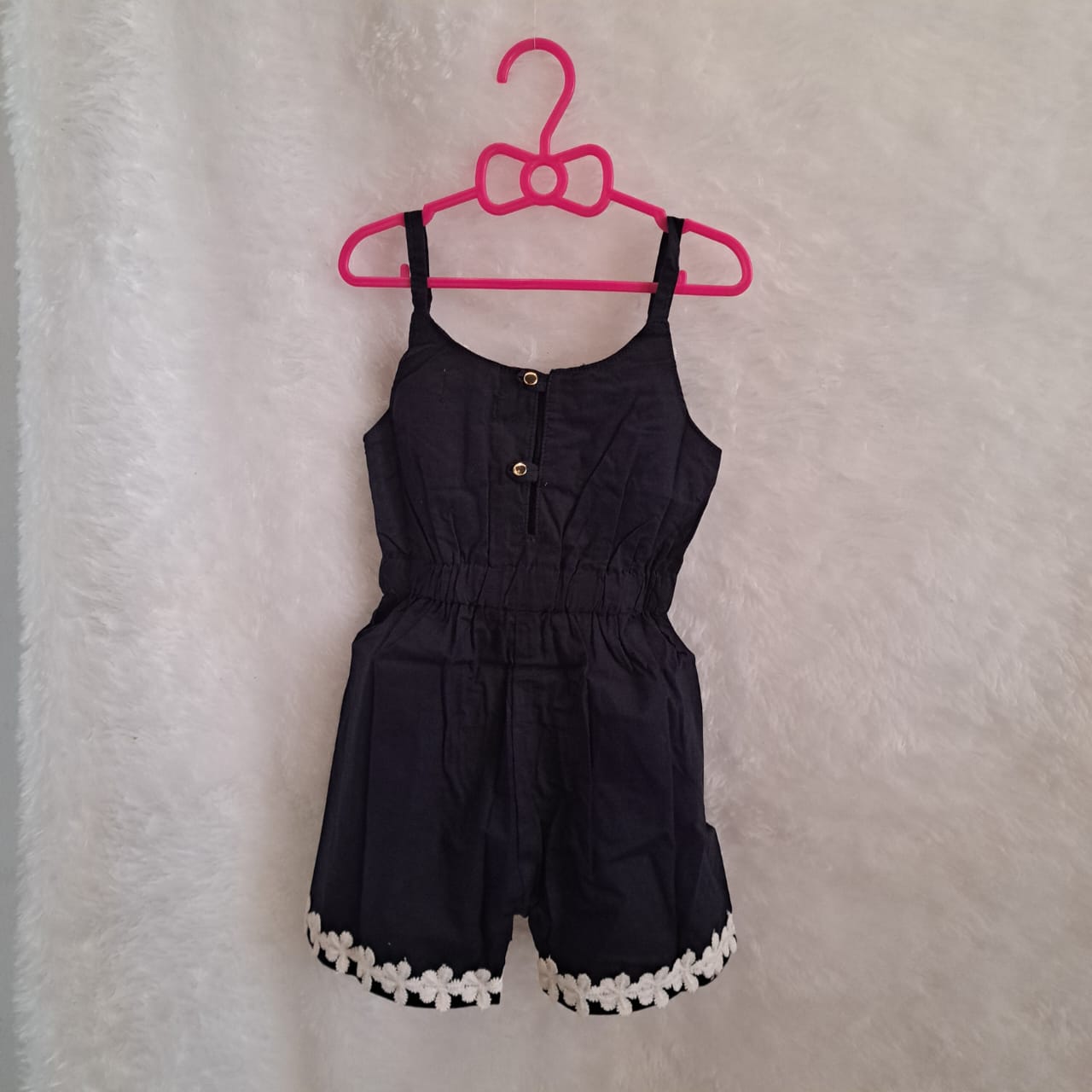 Cotton Jumpsuit with Lace Border for Girls (2 to 6 Years)