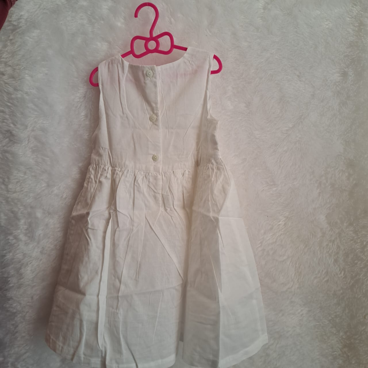 Elegant White Animal Print Dress for Girls – Soft Cotton Fabric (4–5 Years)