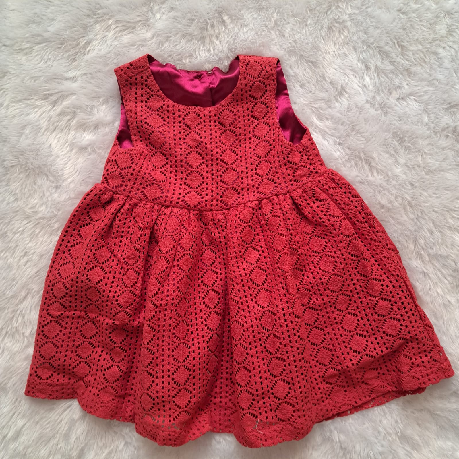 Red Net Frock with Satin Lining | 2-3 Years | Party Wear