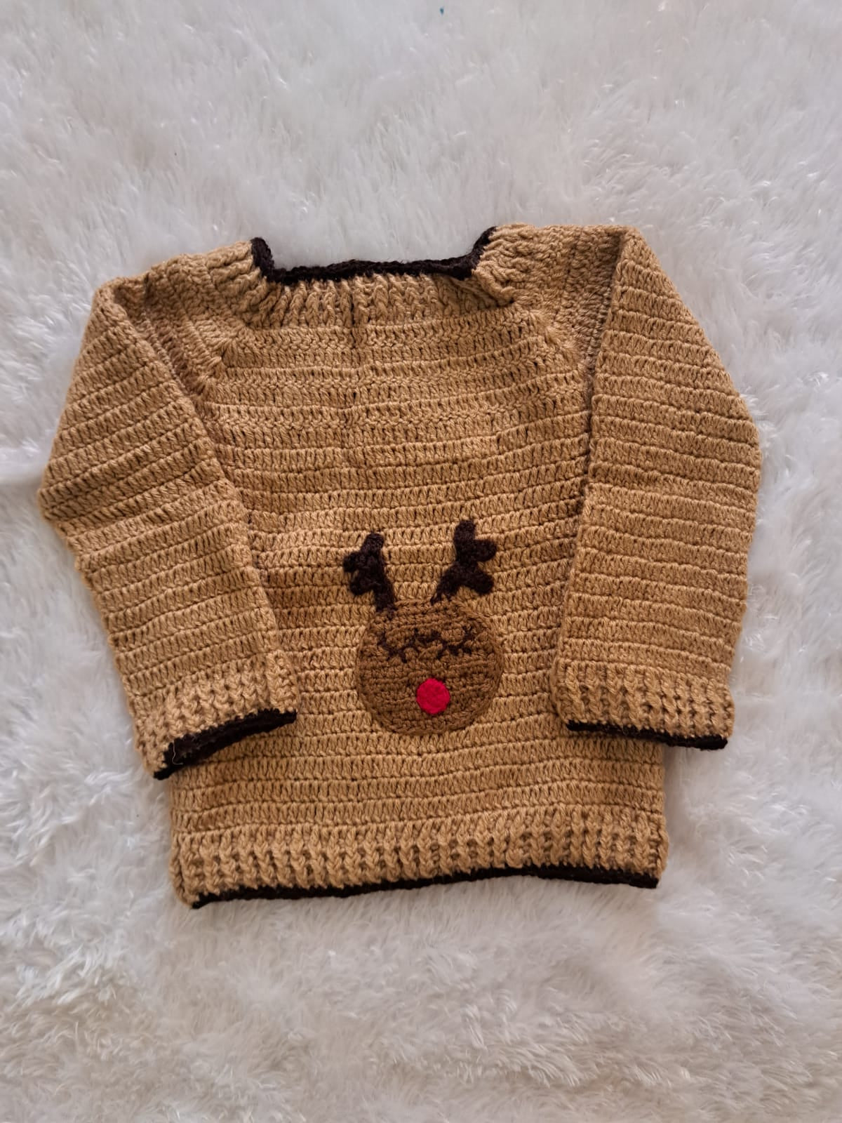 Brown Handknitted Jacket with Cap and Booties |2-3 year Size | One Piece Available