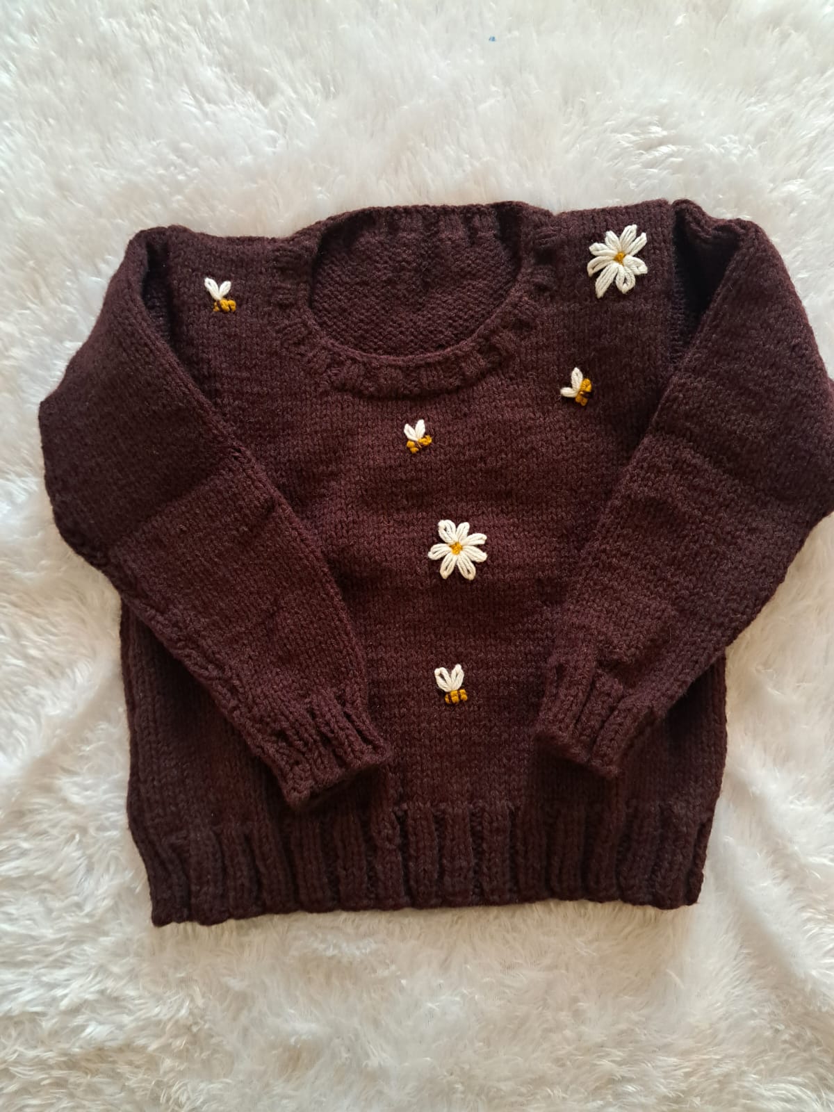 Wine Color Handknitted Baby Sweater | 3–4 Years | Exclusive Handmade Piece