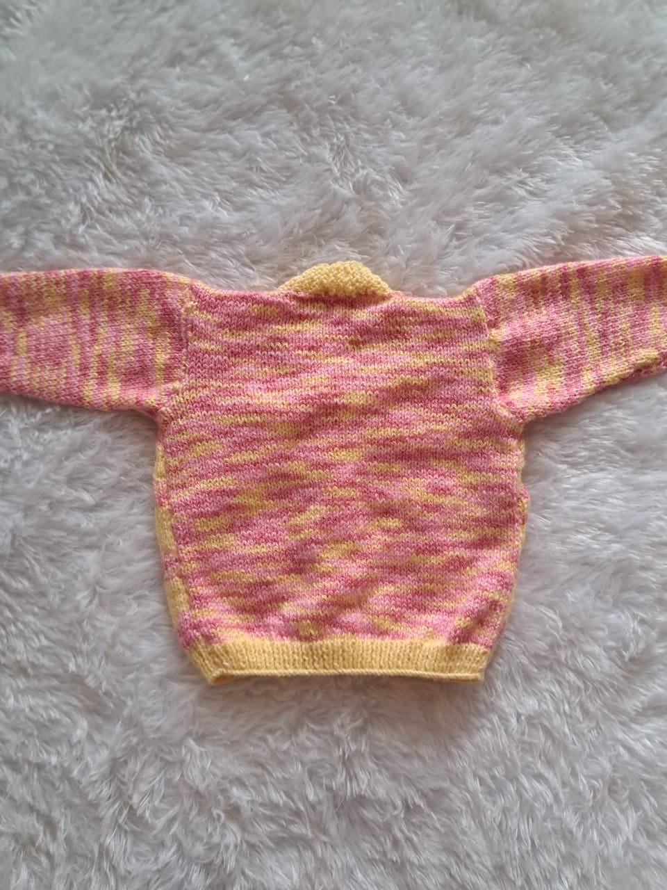 Handknitted Baby Sweater Set with Cap and Long Boots | Light Pink and Light Yellow | 3–6 Months | One Piece Available