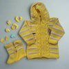 Yellow Handknitted Hoodie with Stripes & Long Boots