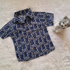 Blue Leaf Print Cotton Shirt for Kids (2-3 Years) – Front Closure | Handwash Only