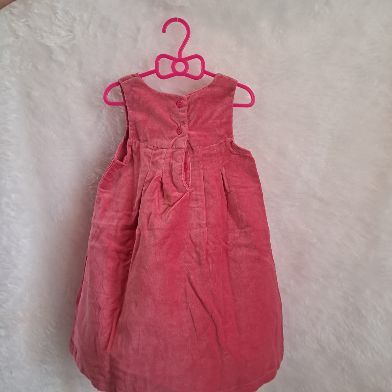 Pink Velvet Bow Dress for Girls – Soft & Elegant (2 to 8 Years)
