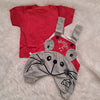 Grey Dungaree with Red T-Shirt – Baby Set for 0–3 Months | Soft Hosiery Cotton
