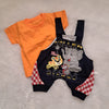 Black Dungaree with Orange T-Shirt – Trendy Baby Set (0–3 Months) | Soft Cotton Comfort