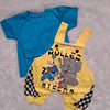 Light Yellow Dungaree with Sky Blue T-Shirt – Baby Set for 3–6 Months | Soft Hosiery Cotton