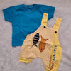 Yellow Dungaree with 2 Fish Design & Blue T-Shirt – Baby Set 1-2 Years | Soft Hosiery Cotton