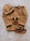 Brown Handknitted Jacket with Cap and Booties |2-3 year Size | One Piece Available