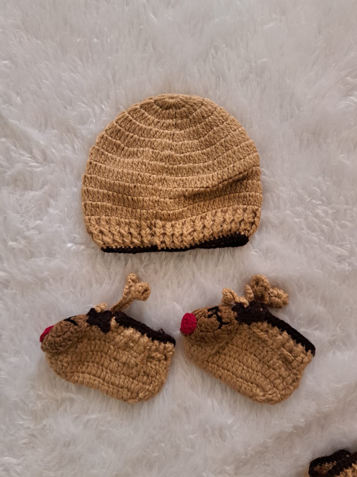 Brown Handknitted Jacket with Cap and Booties |2-3 year Size | One Piece Available