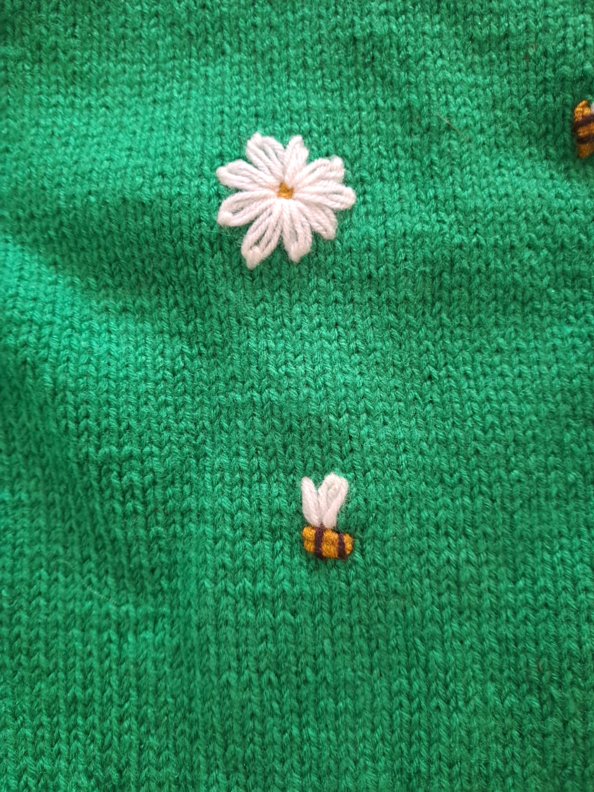 Beige Crochet Sweater Set with Cap and Booties | Christmas Reindeer Patch | Back Button Opening