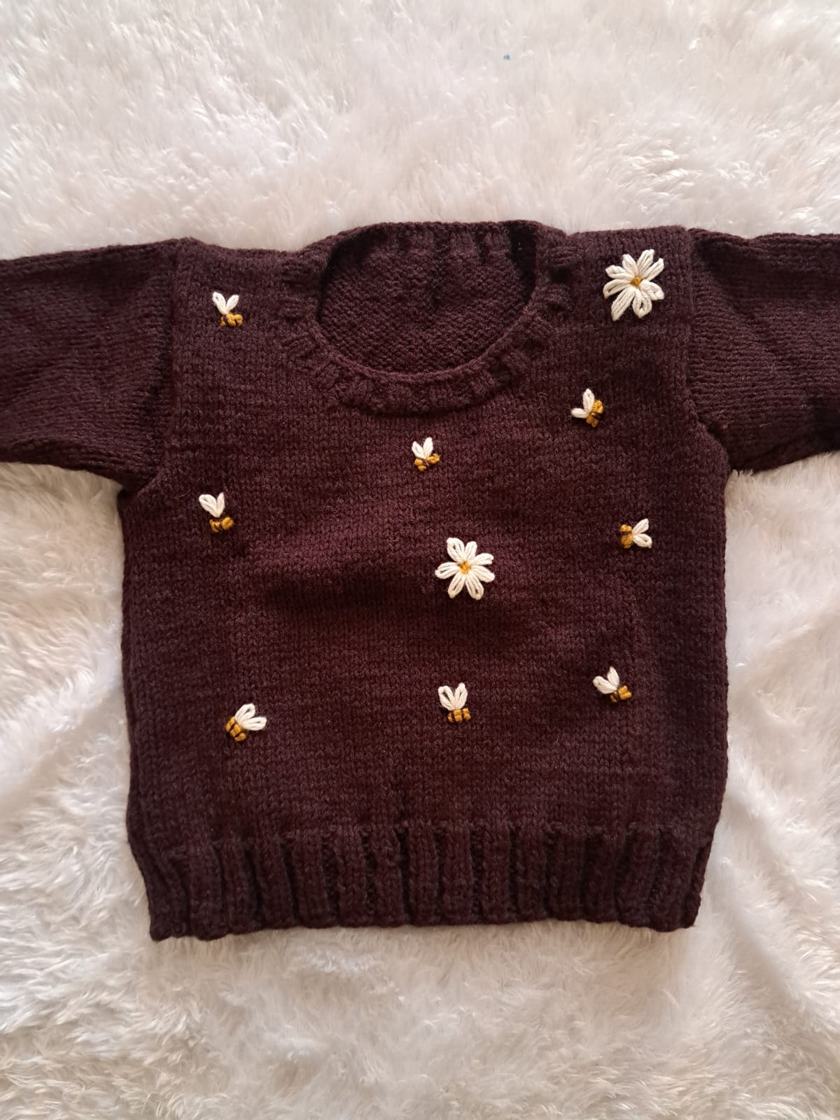 Wine Color Handknitted Baby Sweater | 3–4 Years | Exclusive Handmade Piece