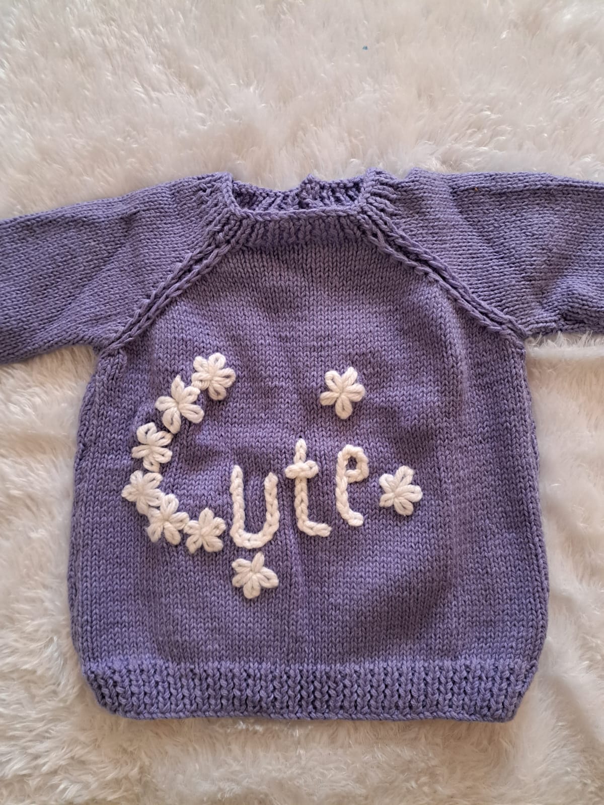 Handknitted Baby Sweater with CUTE embriodery