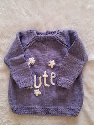 Handknitted Baby Sweater with CUTE embriodery