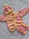 Handknitted Baby Sweater Set with Cap and Long Boots | Light Pink and Light Yellow | 3–6 Months | One Piece Available