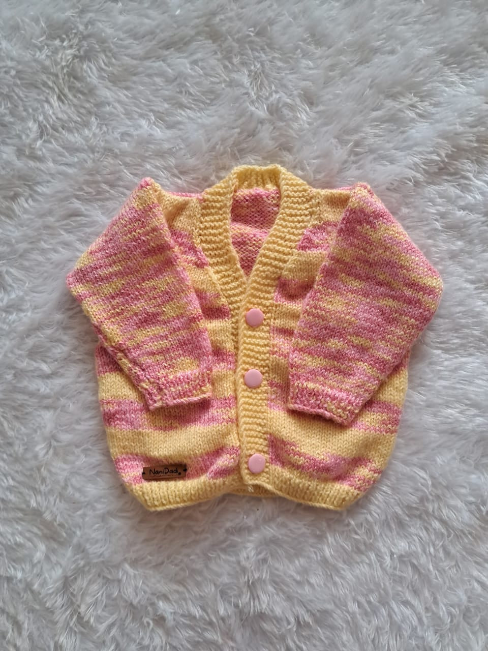 Handknitted Baby Sweater Set with Cap and Long Boots | Light Pink and Light Yellow | 3–6 Months | One Piece Available