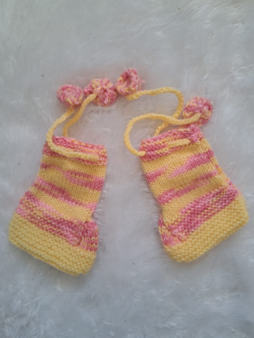 Pink & Yellow Patch Crochet Sweater with Butterflies – Size 1–2 Years