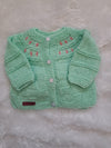 Newborn Handknitted Sweater Set with Cap and Booties – Pistachio Green