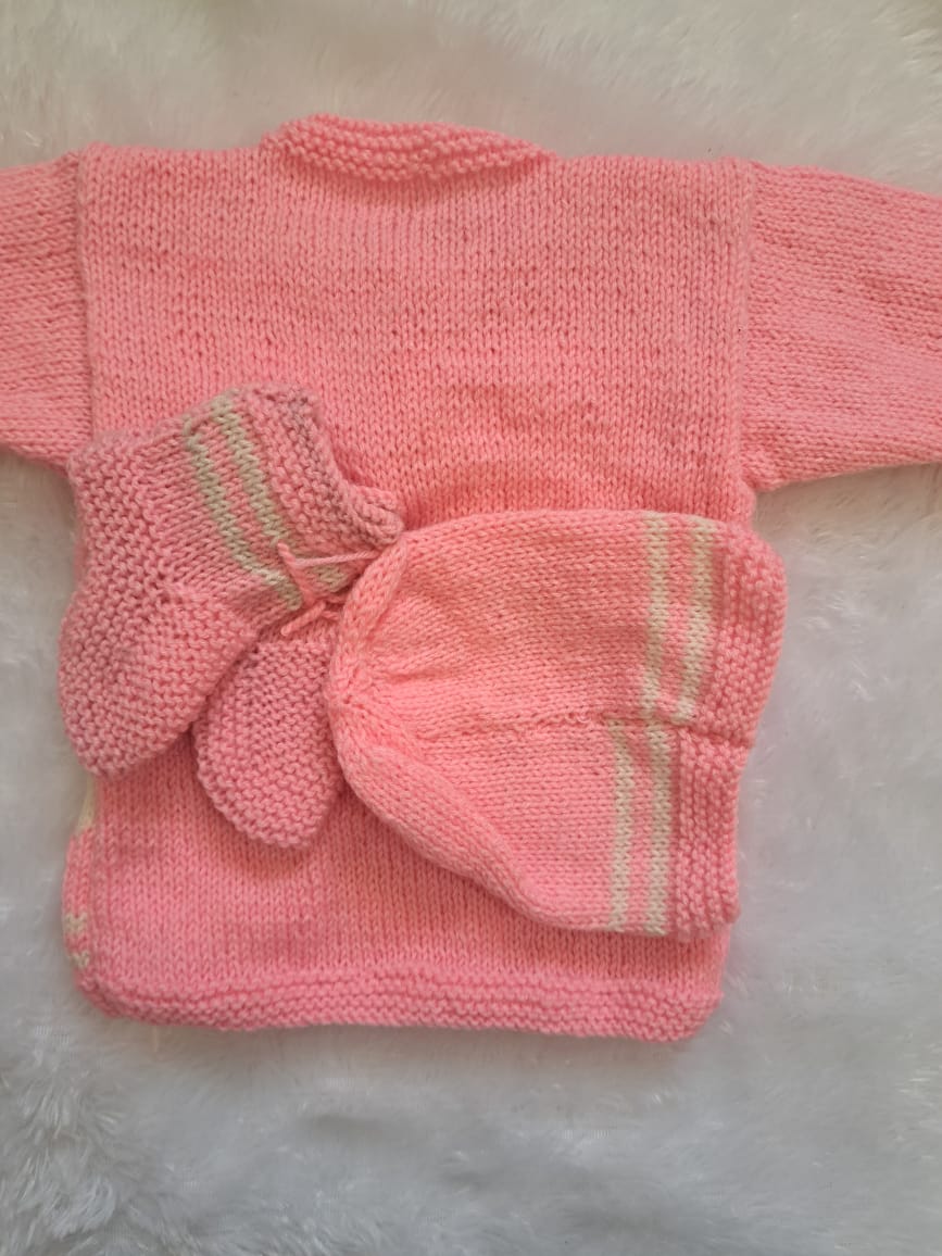Handmade Sweater Outfit with Cap and Booties