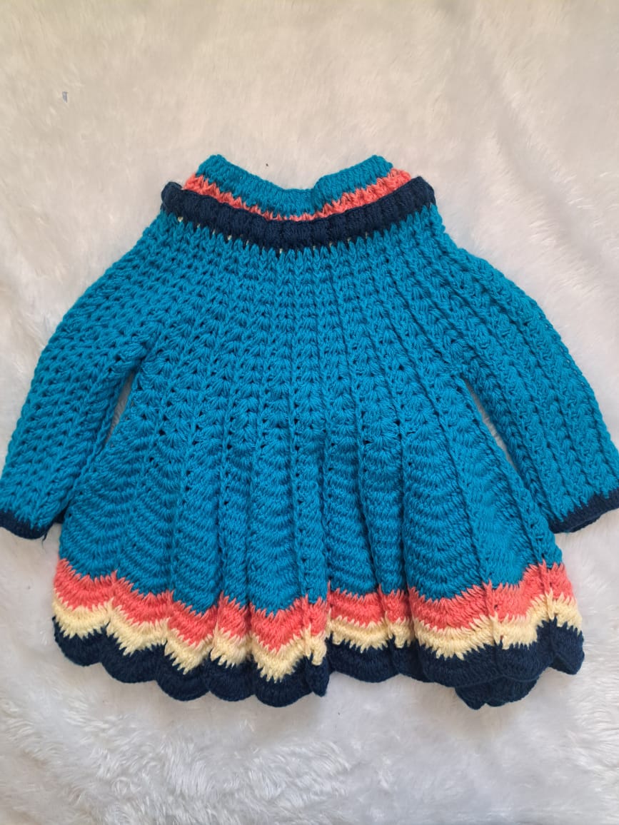 Handmade Blue Crochet Jacket Dress