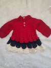 Handcrafted Red Crochet Dress with Cap – Size 1–2 Years
