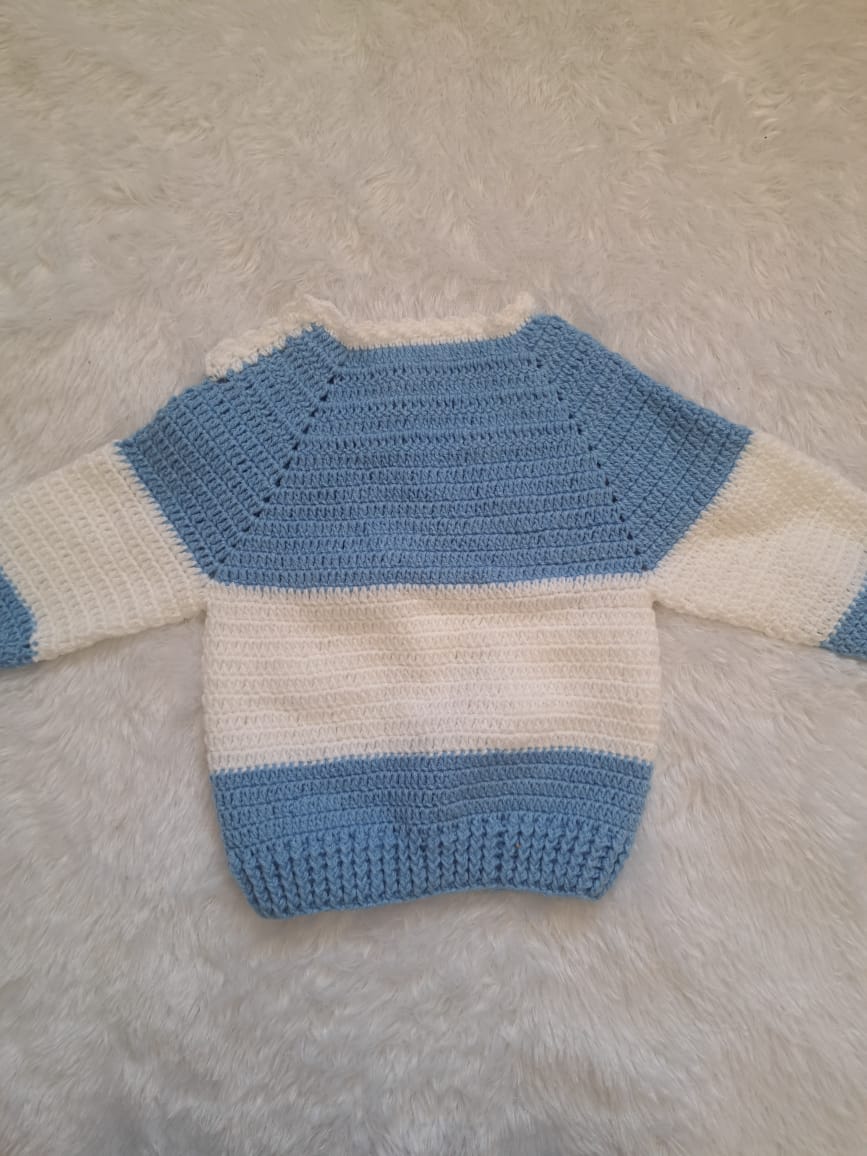 Handmade Crochet Sweater with Cap and Side Button Opening – Size 2–3 Years